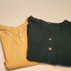 🌿 Spring Refresh Bundle – 2 Breezy Henley Tops | XXL | Lightweight & Easy